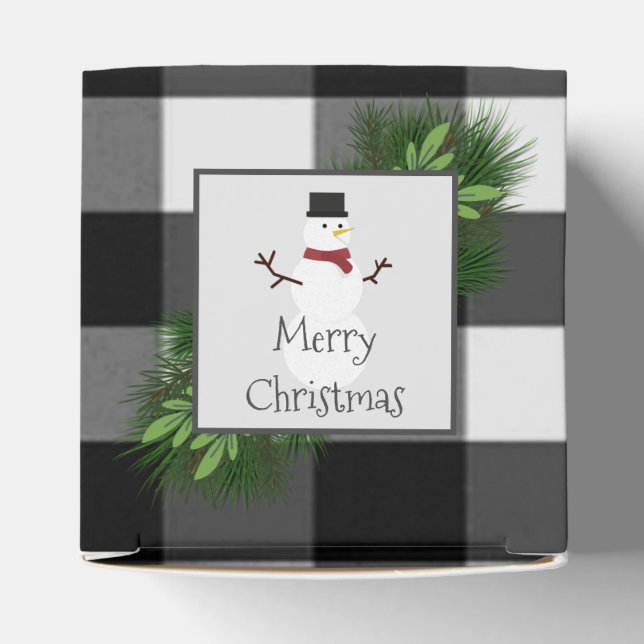 Snowman Buffalo Plaid Favor Box (Top)