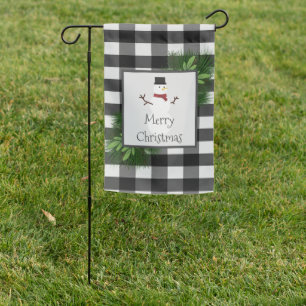 Snowman Buffalo Plaid Garden Flag