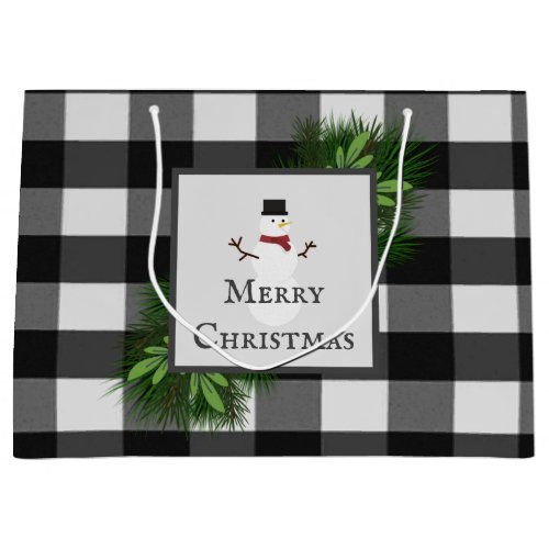 Snowman Buffalo Plaid Gift Bag