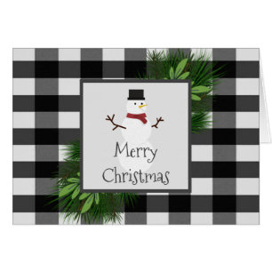 Snowman Buffalo Plaid Greeting Card