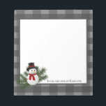 Snowman Buffalo Plaid Personalized Notepad<br><div class="desc">Jot down notes and reminders with a personalized Snowman Buffalo Plaid Personalized Notepad. Notepad design features a jolly snowman adorned with pine sprigs against a buffalo plaid background. Additional matching stationery items available with this design as well. If you need assistance with personalization,  please contact me directly.</div>