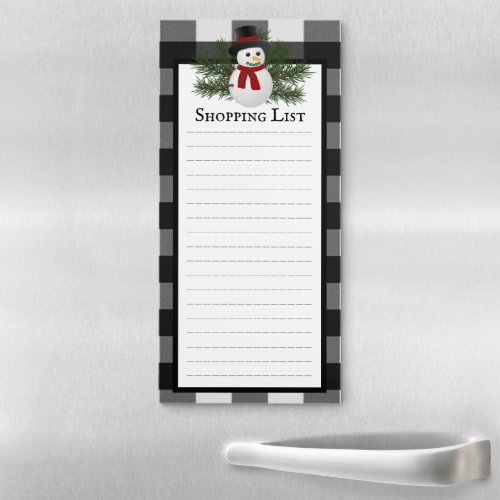 Snowman Buffalo Plaid Shopping List  Magnetic Notepad