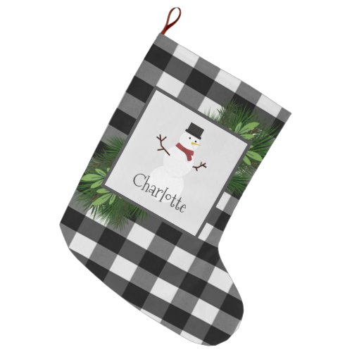 Snowman Buffalo Plaid Stocking