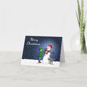Snowman Building Holiday Card