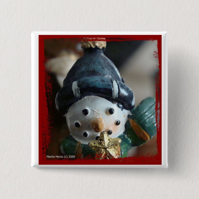 Snowman Button/Pin Pinback Button (Front)