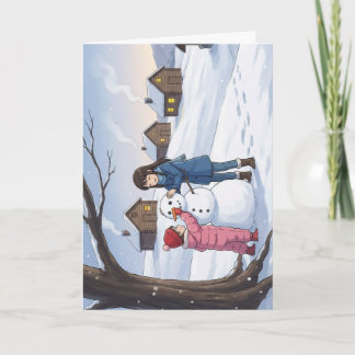 Snowman by the Cabins Card