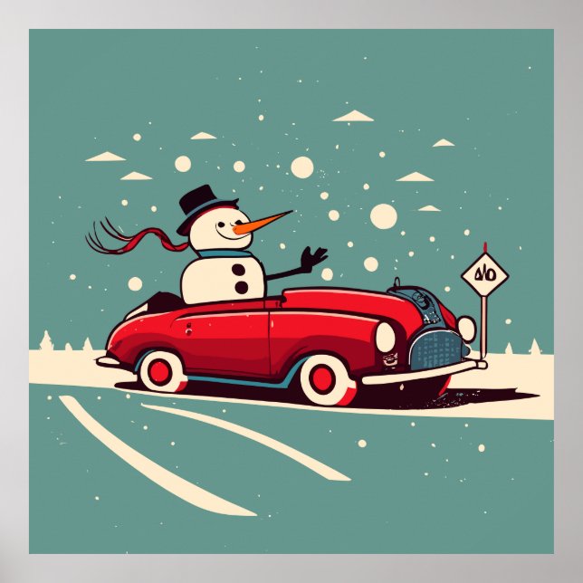 snowman bye a car poster (Front)