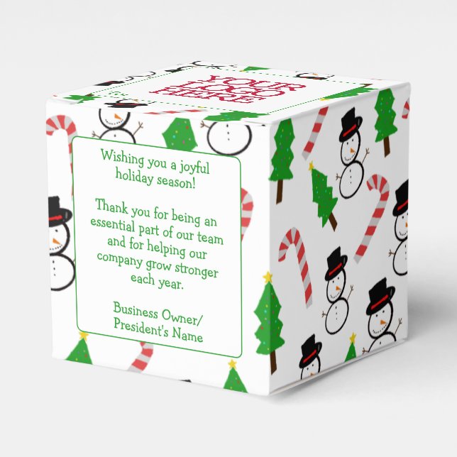 Snowman Candy Cane Christmas Tree Business Gift Favor Boxes (Front Side)