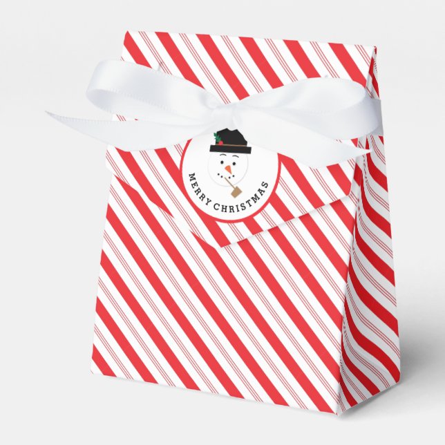 Snowman candy cane stripe favor boxes (Front Side)