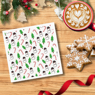 Snowman Candy Cane Tree Cheer   Christmas Napkins