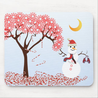 SnowMan CandyCane Tree MousePad -