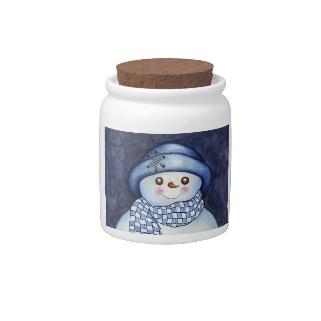 Snowman Canister Candy Jar (Front)
