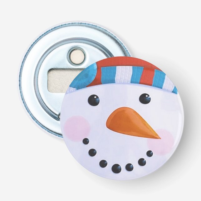 Snowman Carrot Nose Winter Christmas Bottle Opener (Front)