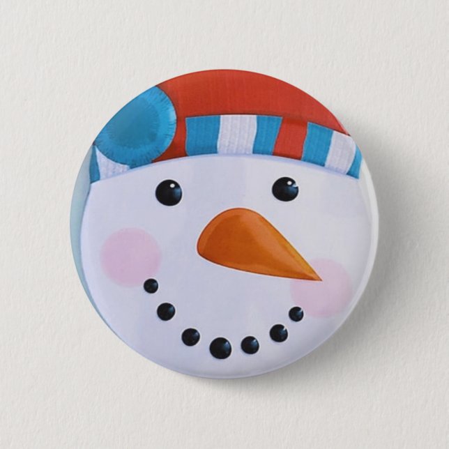 Snowman Carrot Nose Winter Christmas Button (Front)