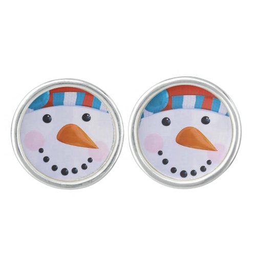 Snowman Carrot Nose Winter Christmas Cufflinks