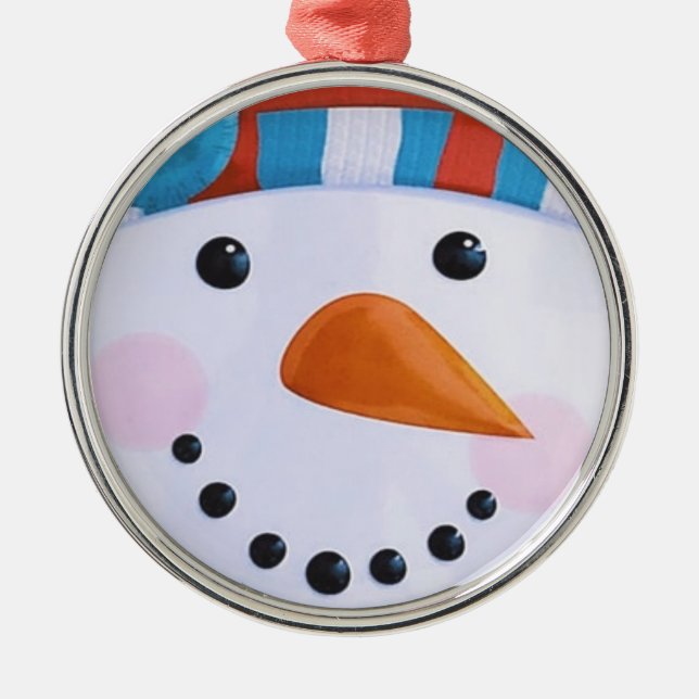Snowman Carrot Nose Winter Christmas Metal Ornament (Front)