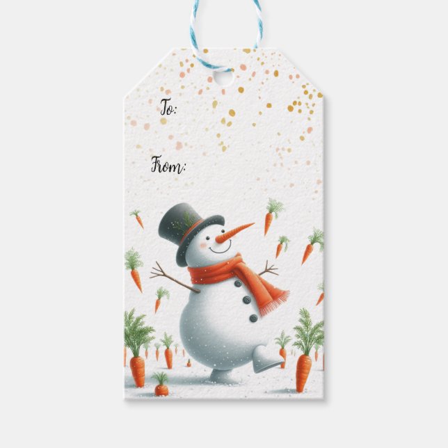 Snowman Carrot Patch Dance  Gift Tags (Front)