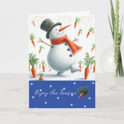 Snowman Carrot Patch Dance  Holiday Card