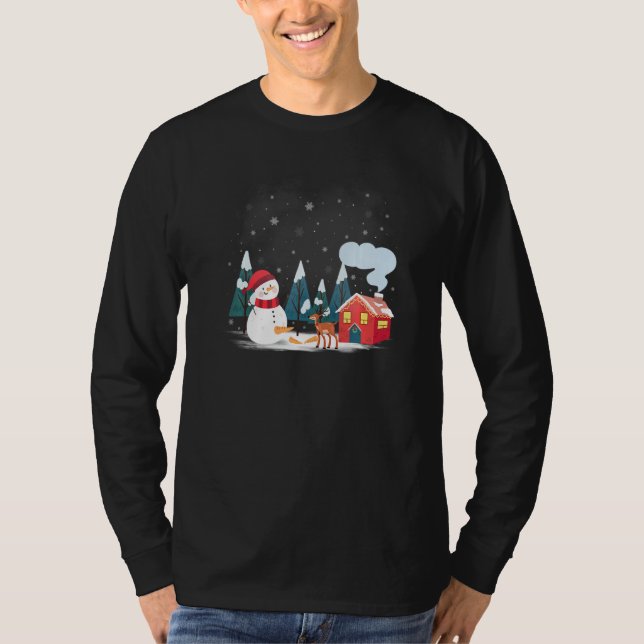 Snowman Carrot Tail Ugly Christmas   Humorous T-Shirt (Front)