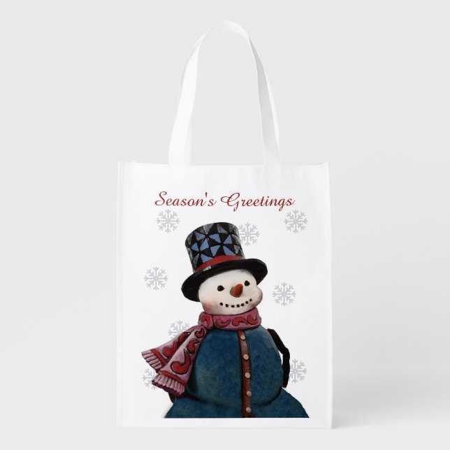 Snowman Carry-All Grocery Bag (Front)