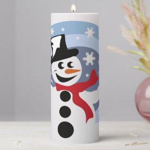 snowman cartoon festive winter snow holiday fun pillar candle
