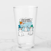 Snowman Cartoon Funny Drawing Glass (Front)