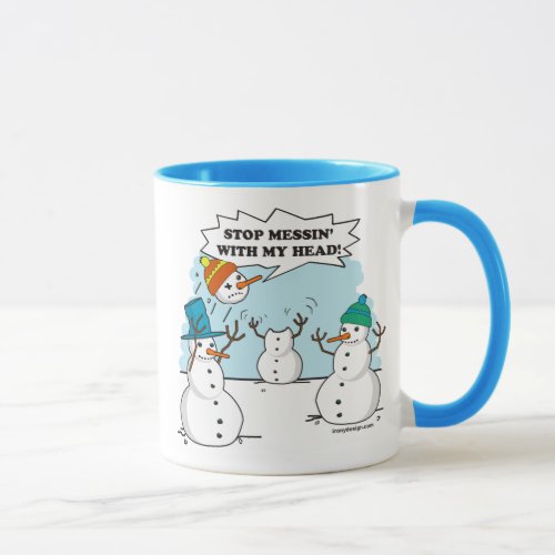 Snowman Cartoon Funny Drawing Mug