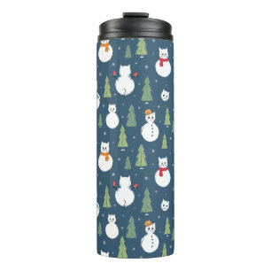 Snowman Cats Holiday Pattern Thermal Tumbler