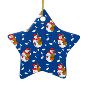 Snowman Cello Music Notes Ceramic Ornament