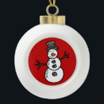Snowman Ceramic Ball Christmas Ornament<br><div class="desc">Illustration for Christmas with cute,  smiley snowman decoration. It is possible to change the background color and to add different one to the design with your choice.</div>