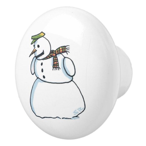 Snowman ceramic knob