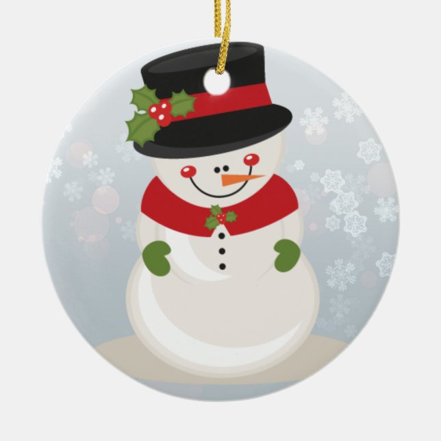 Snowman Ceramic Ornament (Front)
