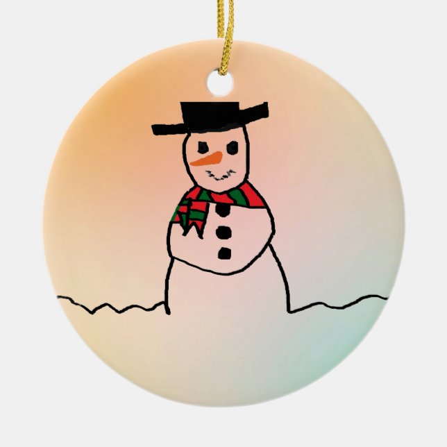 Snowman Ceramic Ornament (Front)