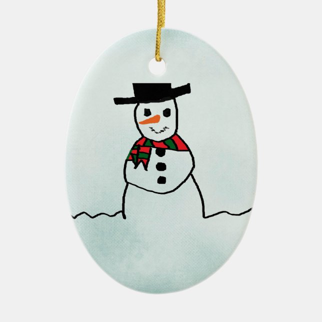 Snowman Ceramic Ornament (Front)