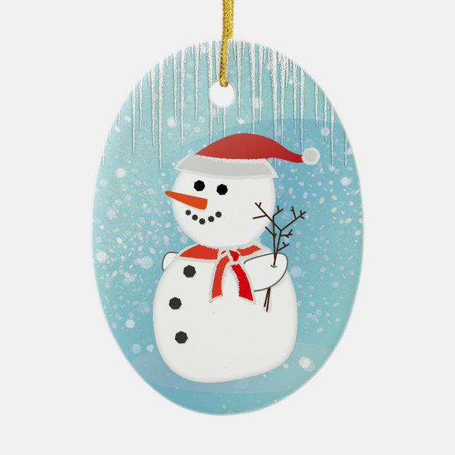 Snowman Ceramic Ornament (Front)