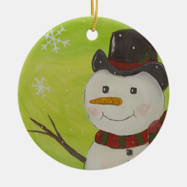 Snowman Ceramic Ornament (Front)