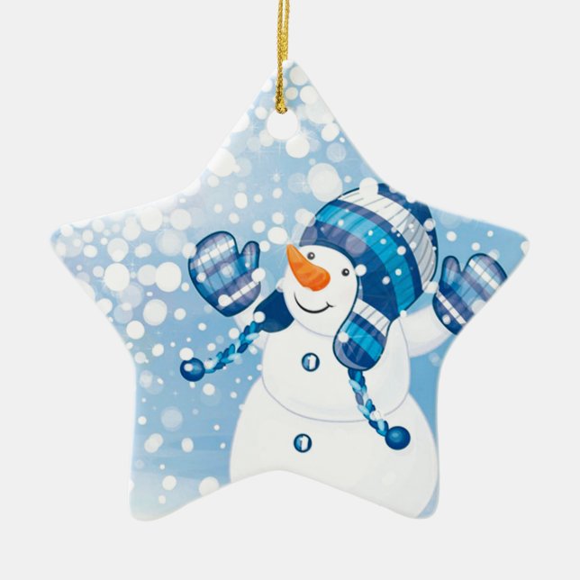 Snowman Ceramic Ornament (Front)