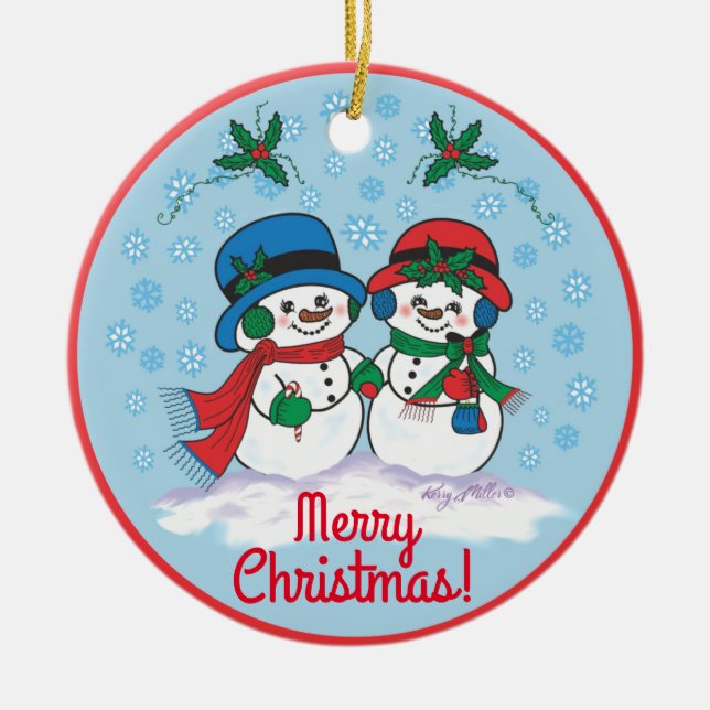 Snowman Ceramic Ornament (Front)