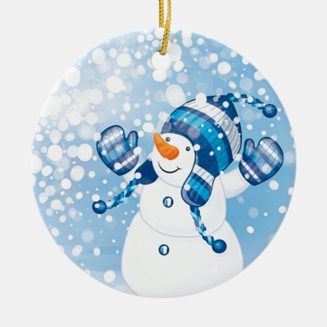 Snowman Ceramic Ornament (Front)