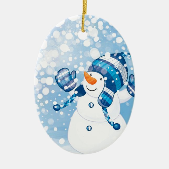 Snowman Ceramic Ornament (Front)