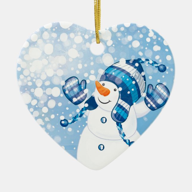 Snowman Ceramic Ornament (Front)