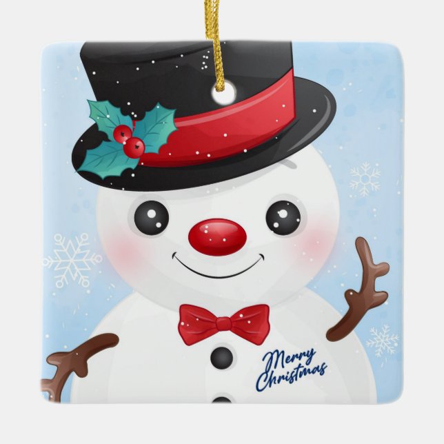 Snowman Ceramic Ornament (Front)