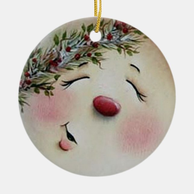 Snowman Ceramic Ornament (Front)
