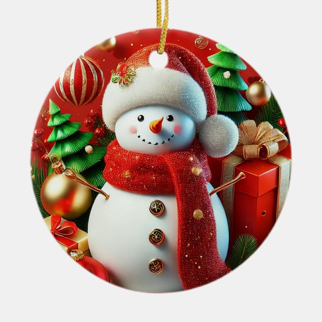 🎁Snowman Ceramic Ornament Cozy Gift Decor ✨ (Front)