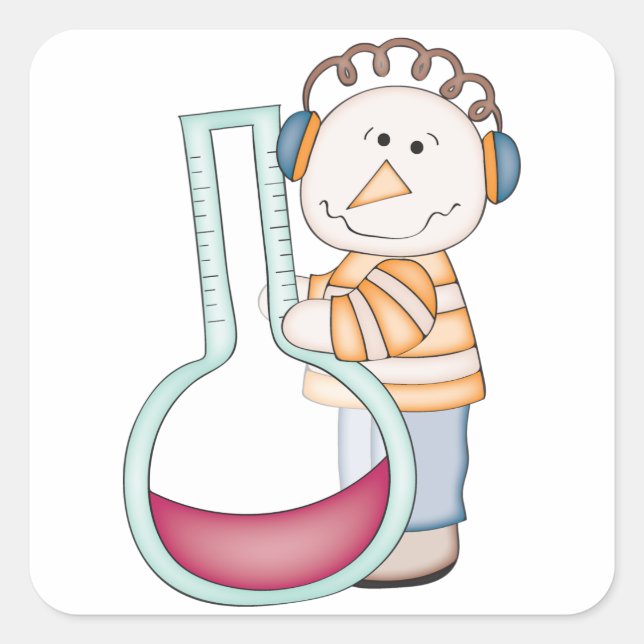 Snowman Checking The Temperature Square Sticker (Front)