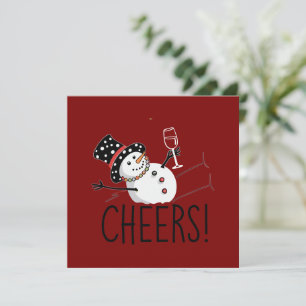 Snowman Cheers Wine Christmas Funny Xmas Winter  Holiday Card