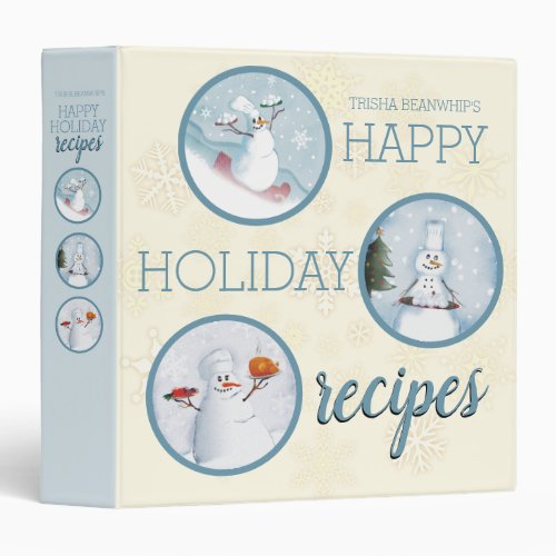Snowman chef Christmas personalized recipe binder