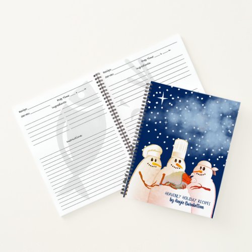Snowman chef holiday cookbook recipe notebook
