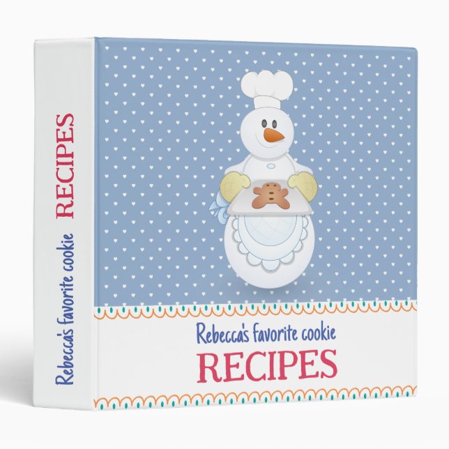 Snowman Chef Personalized Recipe Binder (Front/Spine)