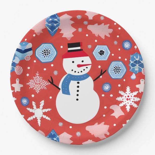Snowman Chillin' Paper Plates (Front)